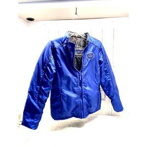 Cowgirl Tuff Womens Puffer Western Jacket  Electric Blue/Black Reversible Size M